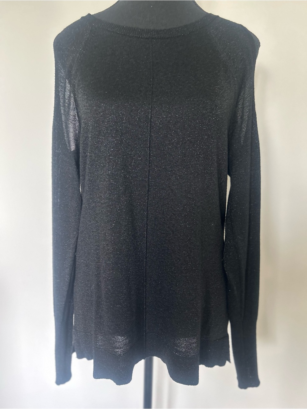 Vince Camuto Black Metallic Crewneck Sweater with cut outs